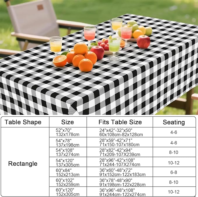 Smiry Rectangle Table Cloth, Waterproof Vinyl Tablecloths - Image 7