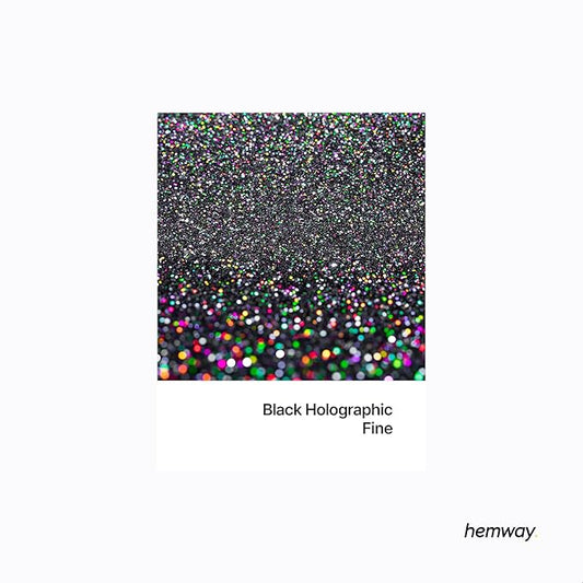 Hemway Polyurethane & Epoxy Resin Glitter 100g / 3.5oz Metallic Crystal Flake Additive for Flooring Jewelry Tumblers Glass Pigment - Fine (1/64" 0.015" 0.4mm) - Black Holographic