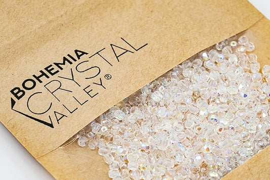100pcs Faceted Fire Polished Pressed Czech Glass Beads 3mm (0.12in), Crystal AB 00030-28701