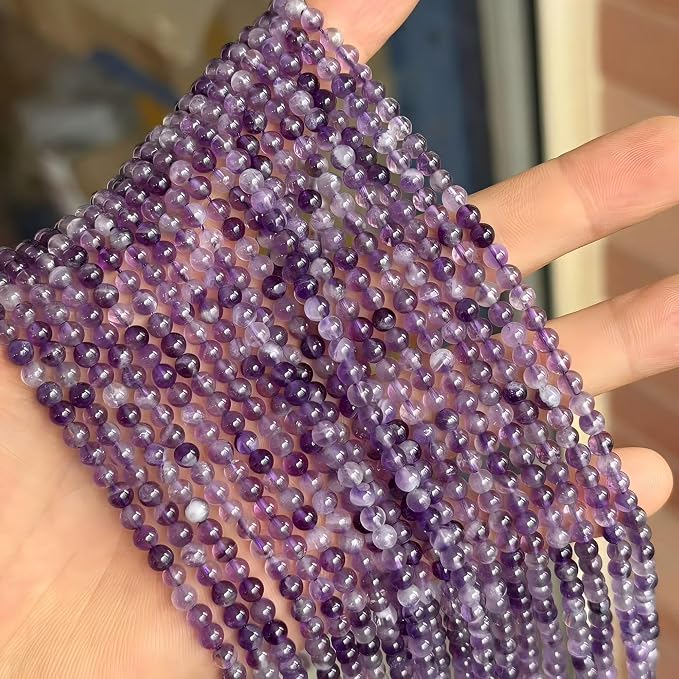 MJDCB Natural Dreamy Amethyst Beads Round Stone Beads DIY Loose Beads - Image 8