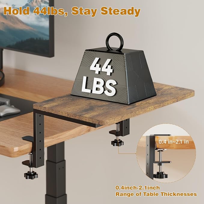 Desk Extender, 15-inch Clamp-On Desk Shelf, Height-Adjustable Desktop Shelf - Image 7