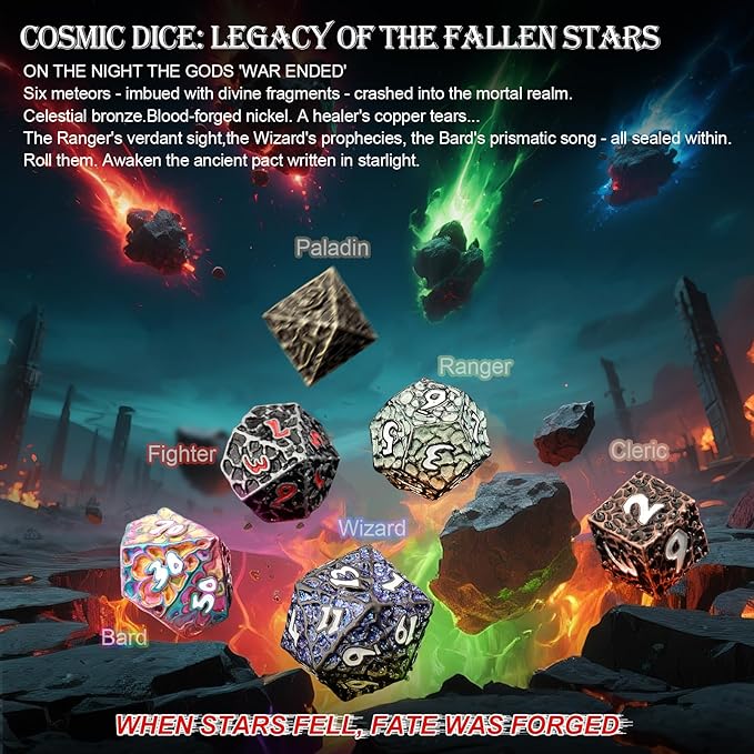 Haxtec DND Dice Set Metal Dice Compatible with Dungeons and Dragons D&D Gift TTRPG Rainbow Polyhedral Dice