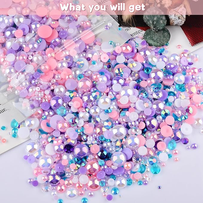 3900+ Pcs Rhinestones and Pearls Kit, 2-10mm Flatback Gems - Image 7