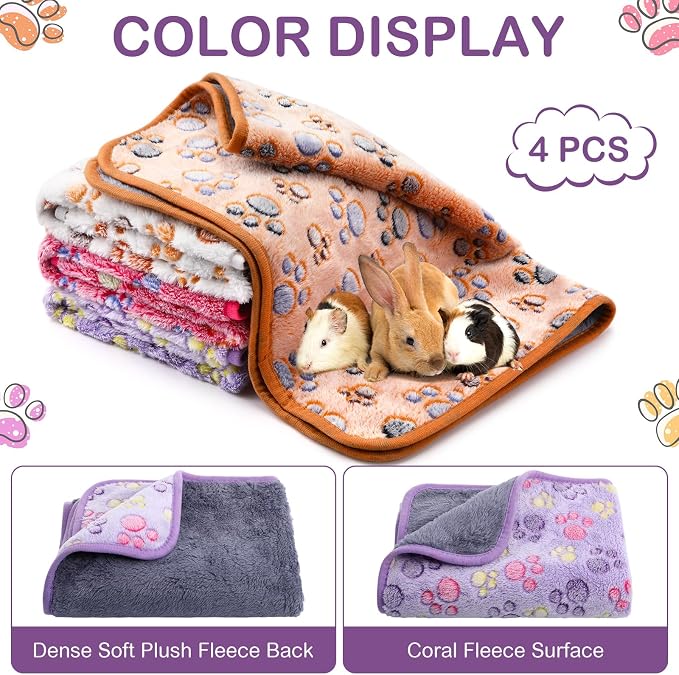 Panelee 4 Pcs Waterproof Dog Blankets Washable Puppy Paw Print Fleece Blanket - Image 7