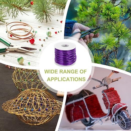 MECCANIXITY 9 Gauge Anodized Aluminum Craft Wire Bendable Bonsai Training Wire 56 Feet 3mm for Sculpting Crafts Wreath Floral Beading Jewelry Making, Purple