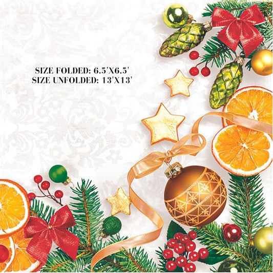 20-ct 13x13 Christmas Paper Decoupage Napkins, 3-Ply Servilletas Tissue Napkin for Dinner and Parties, Disposable Napkins (Cookie)