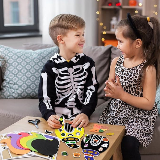 Fennoral 12 Pack Halloween Craft Kit for Kids Make You Own Witch House Foam Stickers Ornament DIY Arts and Crafts for Kids Girls Boys Halloween Party Supplies Halloween Decoration