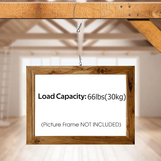 2PCS Adjustable Suspension Cable kit,Picture Hanging Wire Kit Supports 66lbs,2.5m x1.5mm Stainless Steel Wire Rope for Hanging Heavy Frame Picture Photo Mirror Artwork Pendant and exhibits