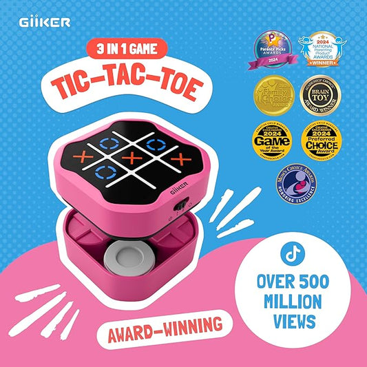 GiiKER Tic Tac Toe Bolt Game, Original 3-in-1 Handheld Puzzle Game, Portable Travel Games for Car Ride, Toys Gift Idea for Kids and Adults, Birthday Gifts for Boys Girls