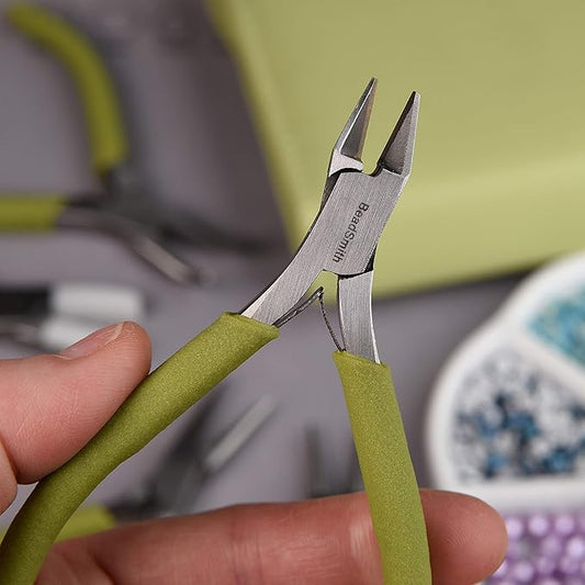 The Beadsmith Fashion Color Pliers – Set of 8 Slimline Color-Coordinated Tools – Matching Clutch in Light Olive – Jewelry Making Supply Kit to Create Necklaces, Bracelets, Earrings & More