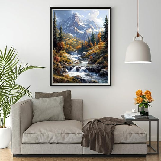 14ct Counted Cross Stitch Kits for Adults Mountains Rivers Printed Stamped Cross Stitch Patterns Kits Cross Stitch Supplies (Mountains Rivers)