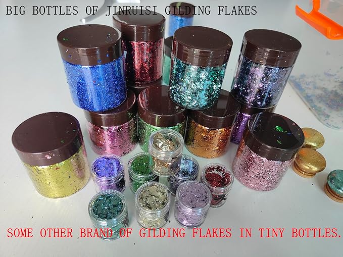 Gilding Flakes,Gold Foil Flakes for Resin,Blue Red Purple Pink Metallic Foil Flakes for Resin Jewelry Making,Nails,Painting Art,Crafts and Slime (Blue)