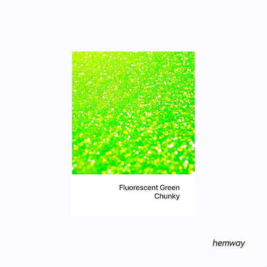 Hemway Polyurethane & Epoxy Resin Glitter 100g / 3.5oz Metallic Crystal Flake Additive for Flooring Jewelry Tumblers Glass Pigment - Chunky (1/40" 0.025" 0.6mm) - Fluorescent Green