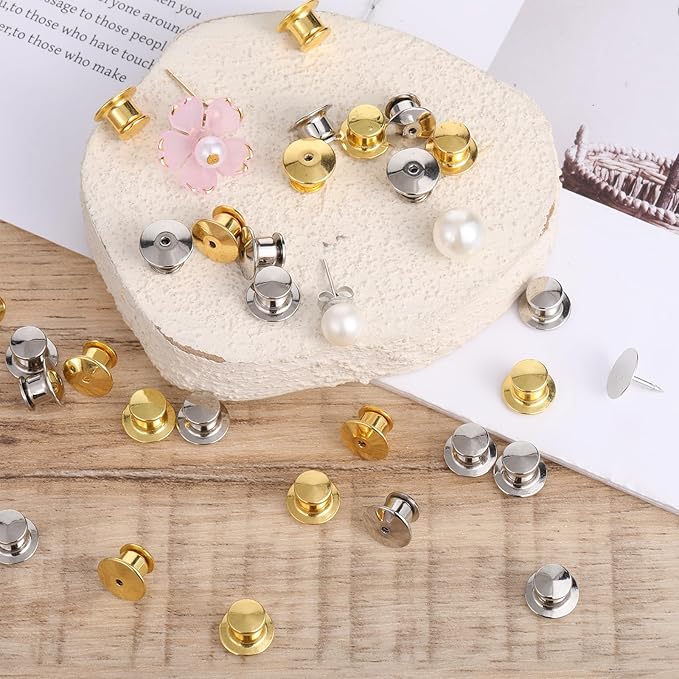 30 PCS Metal Locking Pin Backs for Enamel Pins, Pin Locks for Enamel Pins, Pin Backs Locking for Lapel Hat Badge