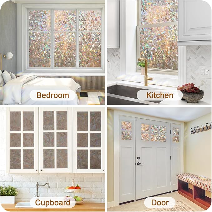 Haton Window Privacy Film, Stained Glass Rainbow Film Decorative Window Clings - Image 8