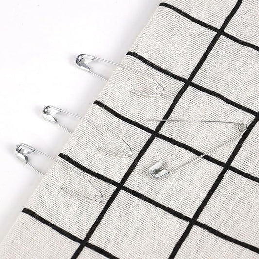 100 Pack Silver Safety Pins Assorted, Galvanized Steel Bulk Safety Pins for Sewing, Clothes, Arts & Craft (2.1 Inch / 54 mm)