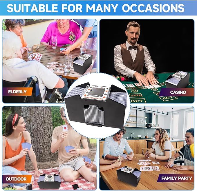 GSE Games & Sports Expert 4-Deck Automatic Card Shuffler, Battery-Operated Shuffler Machines for Playing Cards, Blackjack, Texas Hold'em, Canasta, Bridge, UNO Card Games