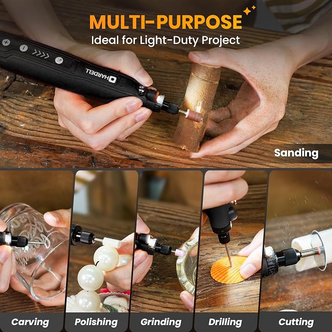 HARDELL Mini Cordless Rotary Tool Kit, 5-Speed and USB Charging - Image 7