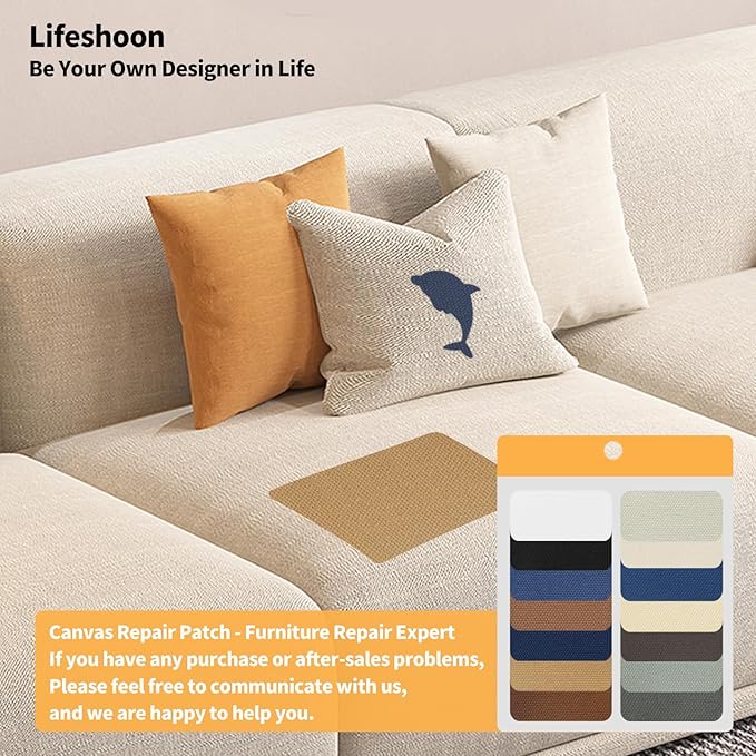 Fabric Repair Patches, Canvas Self-Adhesive Fabric Patches Tape Durable, DIY Large Canvas Repair for Sofa, Couches, Furniture, Chair, Clothing (3.5X79 Inch, Brown)