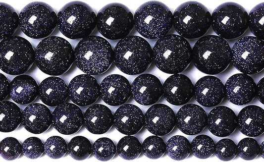 45PCS 8mm Blue Sandstone Gemstone Beads Beads Natural Stone Round Loose Beads for Jewelry Making DIY Bracelet Necklace 15" Inch