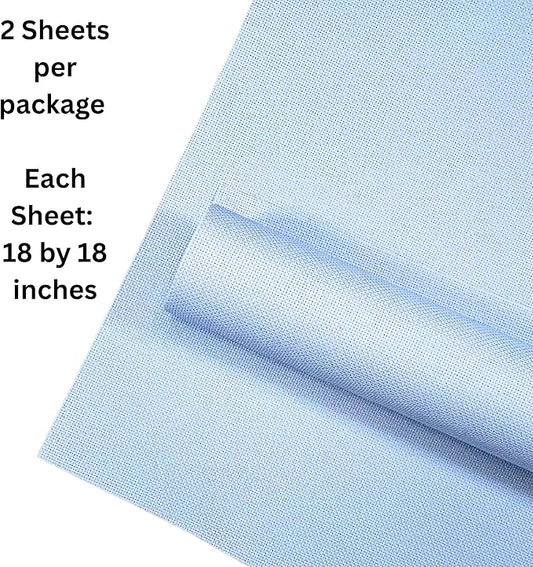 2 Sheets of Light Blue 14 Count Aida Cloth – 18 x 18 Inch Pre-Cut Fabric Squares – Cross Stitch Fabric – 100% Cotton – Ideal for Needlework & Embroidery – The Knotty Unicorn