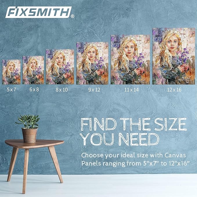 FIXSMITH Canvas Boards for Painting Multi Pack- 5x7,8x10,9x12,11x14 (8 of Each),Set of 32, 100% Cotton Primed Canvas Panels for Acrylic, Oil, Art Supplies for Kids, Adults, Beginners