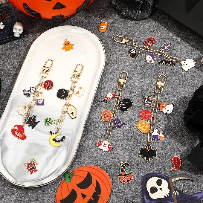 AUGSUN 189Pcs Halloween Keychain Making Kit Holiday DIY Keychain Craft | - Image 7