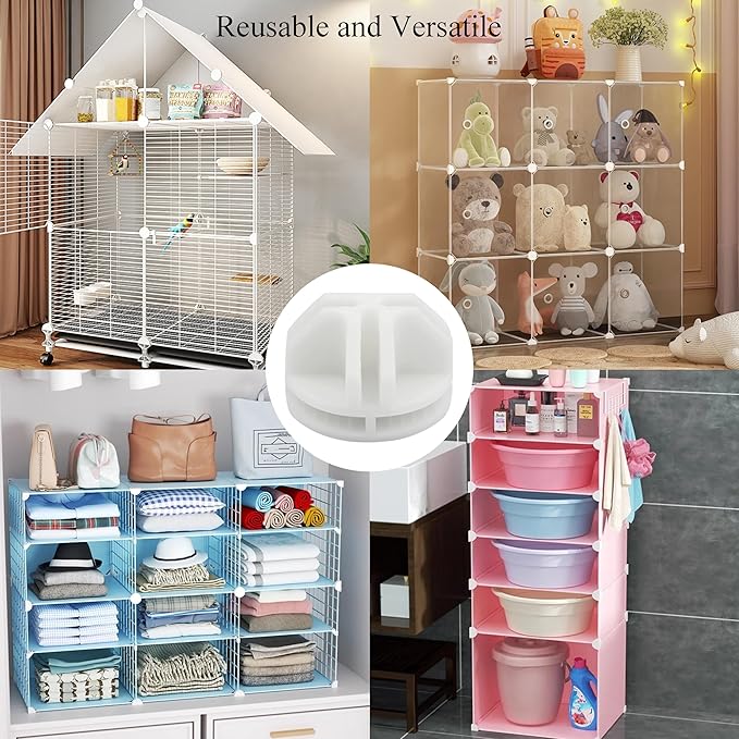 10Pcs Wire Cube Connectors, White Wire Cube Storage Connectors Half Buckle Wire Grid Cube Shelf Plastic Connectors for Wire Cube Storage Shelving Unit and Modular Closet Organizer, SATONBEYI