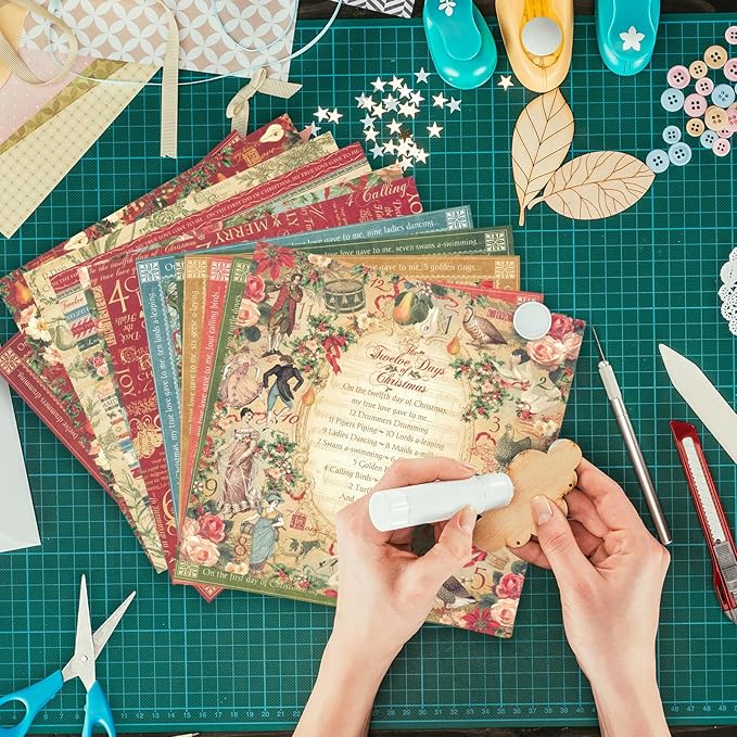 24 Sheets 12 Designs Scrapbook Paper Pad,6"×6” Single-Sided Decopodge Craft Cardstock Paper,Scrapbooking DIY Decorative Background Cardmaking Supplies.Carols