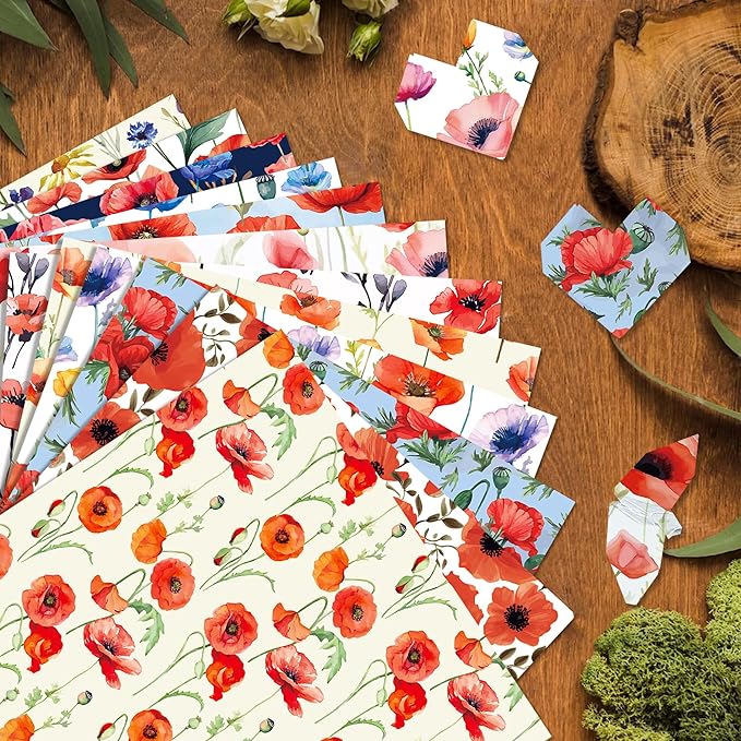12×12 Flower Scrapbook Paper Vintage Flower Pattern Papers Pad ,24 Sheets Double-Sided Bobo Floral Scrapbooking CardStock Paper Pad for Holiday Cardmaking DIY Origami Papers.