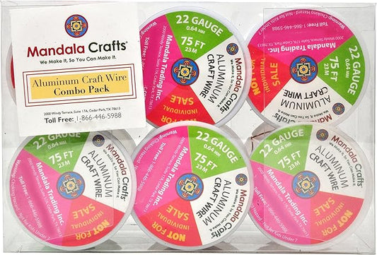 Mandala Crafts 22 Gauge Anodized Aluminum Craft Wire for Jewelry Making - 450 FT Colored Flexible Rose Gold Combo Wire - Bendable for Bonsai Armature Crafting Sculpting