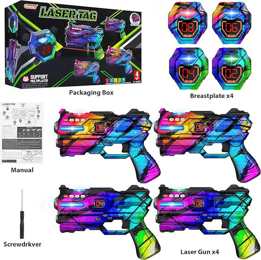 Laser Tag Guns Set of 4 Laser Tag Guns with Digital LED Score Display Vests,Gifts for Teens and Adults Boys & Girls,Adults and Family Fun,Gift for Kids Ages 8 9 10 11 12+Year Old Boy