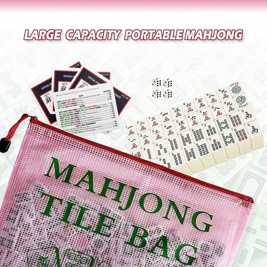 2Pack Mahjong Tile Bag, Case for American Mah Jong Set, Mahjong Gifts Accessories, Portable Card Holder Bouch, Red (Case Only)