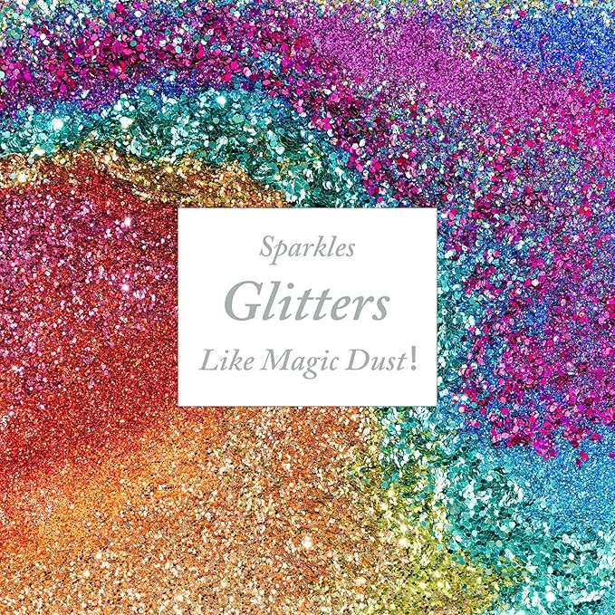 Glitter, 48 Colors Fine Glitters for Resin, Craft Glitter Bulk for Resin Accessories DIY Slime Candle, Extra Fine Glitters Powder for Nail Art, Body Hair Face, Christmas Glitters