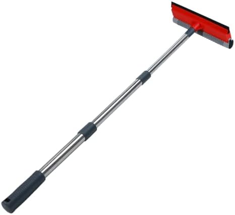 2 in 1 Window Squeegee with 36.6" Retractable Rtainless Steel Rod, Sponge Car by Bryquelin