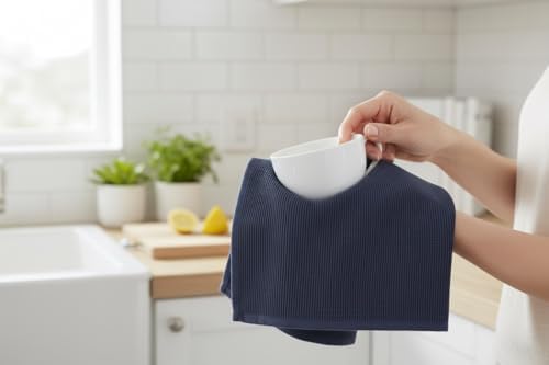 Serafina Home Navy Blue Kitchen Towels Assorted - Image 3