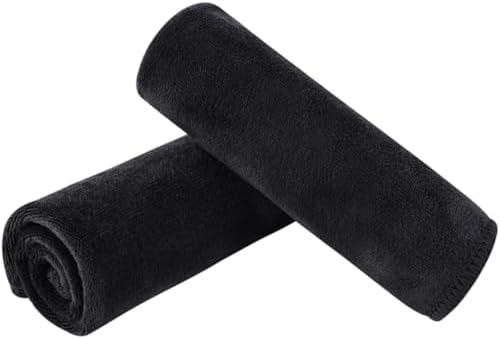 Microfiber Facial Cloths Fast Drying Washcloth 12inch x 12inch Black 2 pack by SINLAND