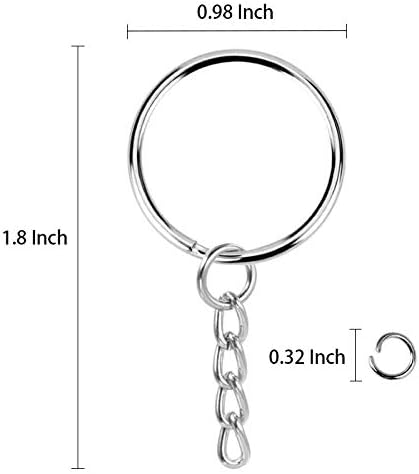 KANSPHY 100 Pack Key Ring with Chain and Open Jump, 1 inch Split Round Keychain - Image 2