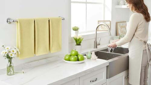Serafina Home Light Butter Yellow Kitchen Hand Dish Towels: Oversized 28" x 18" - Image 3