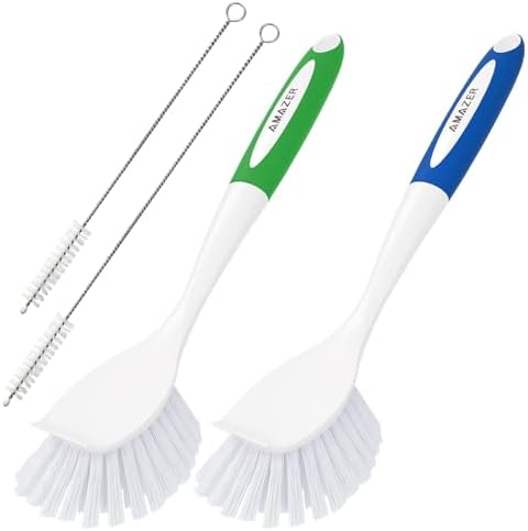 Amazer Dish Brush with Handle, Kitchen Scrub Brushes by Amazer