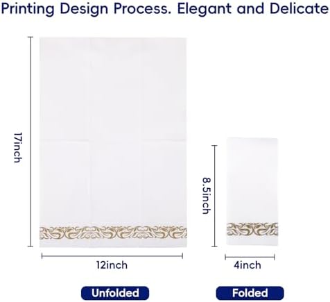 200 White and Gold Disposable Hand Towels Bathroom Napkins - Image 2