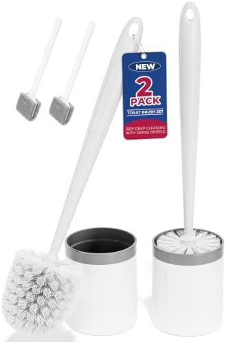 Holaloha Toilet Brush and Holder Set, Compact Design, 2 Pack by Holaloha