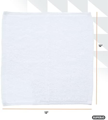 Superio Terry Cloth Rags White Washcloths 100% Cotton 12" Cleaning Cloths - Image 3