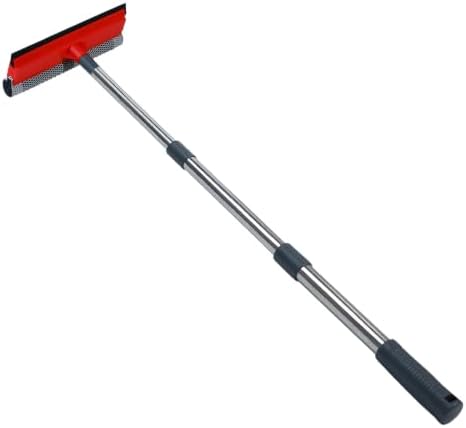 Window Squeegee with 19-37" Long Handle, 2 in 1 Window Cleaner Tool with TPR by Bryquelin