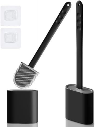 Modern Minimalist Silicone Black Toilet Brush by WeArtLeaves