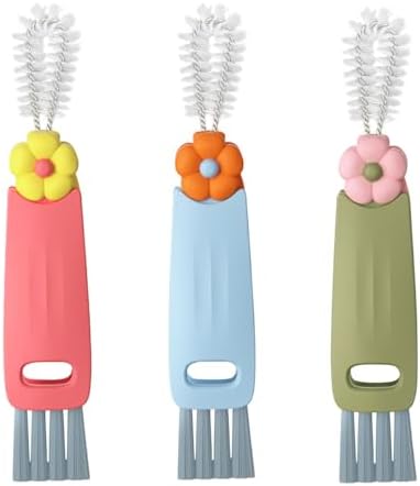 JOYCOURT 3 in 1 Cup Lid Cleaning Brush Set, Portable Cup Mouth Scrubber Tools by JOYCOURT