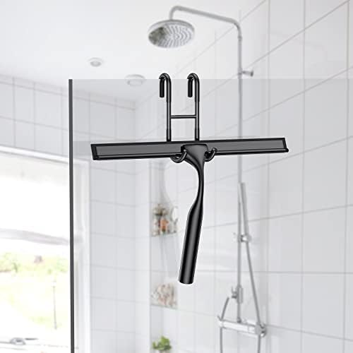 Black 14-Inches Stainless Steel Shower Squeegee Set, Include Shower Door Hook - Image 3