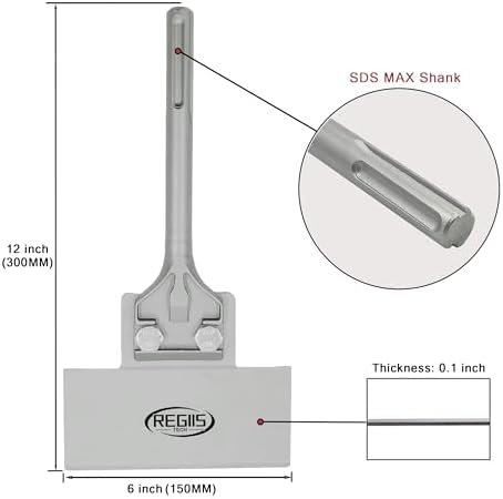 SDS Max Floor Scraper 6 in. x 12 in. Wide Tile Flooring Adhesives Remover - Image 2