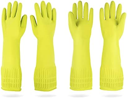Mamison Rubber Dishwashing Gloves, Non-Slip Kitchen, 2 Pairs by QualityKitchenandHome