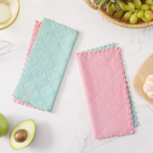 Homaxy 12 Pack Super Soft Dish Cloths, Dark Green & Pink - Image 6